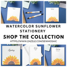 Watercolor Sunflower Stationery Collection.