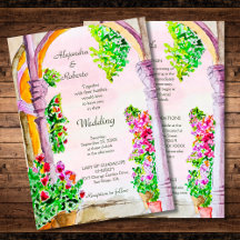 Old Mexico Watercolor Wedding Invitations