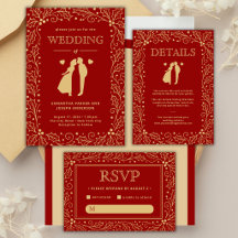 Luxury Red & Antique-Gold Wedding Suite