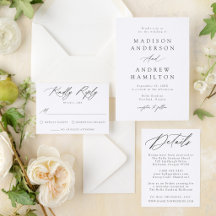 Elegant Calligraphy Letterpress Wedding Suite