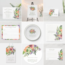 Elegant Orange Watercolor Floral Bridal Shower