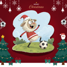 Christmas Sheep playing soccer