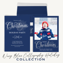 Christmas Holiday Navy Blue and Silver Script