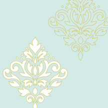 Scroll Damask Art I (outline) Wt Gld Lt Teal
