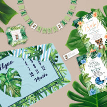 Tropical Foliage Baby Shower For Boys or Girls
