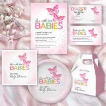 Cute Pink Butterflies Baby Shower for Twin Girls