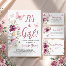 Butterfly Floral Girl Baby Shower Collection