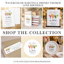 Watercolor Cocktail Martini 50th Birthday Party 