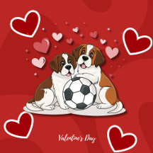 San Bernardo with soccer ball for Valentine's Day