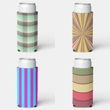 Seltzer Can Coolers With Lines Plaid And Stripes  
