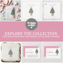 Pink Bow Christmas Tree Merry Little Baby Shower 