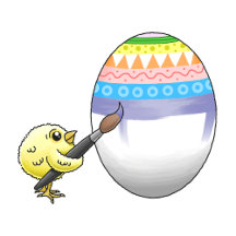 Easter egg is painted by the chickens