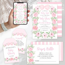 Cute pastel pink flowers with bow baby shower