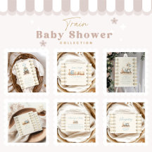 Blue Watercolor Train Baby Shower