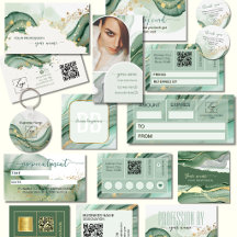 Watercolor Sage green Qr Code Business Suite