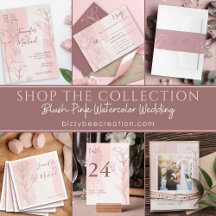 Pink Watercolor Background Floral Outline Wedding