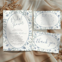 Boho Dusty blue Botanical Bridal Shower Collection
