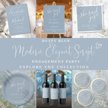 Dusty Blue Modern Elegant Script Engagement Suite
