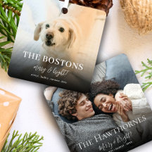 Couple Family Photo Christmas Holiday Ornaments