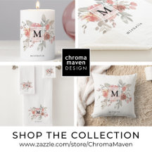 Blush Pink Floral Watercolor Monogram