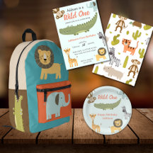 Wild One Cute Safari Animals 1st Birthday Party