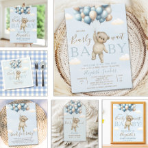 We Can Bearly Wait Baby, Cute Bear Baby Shower Boy