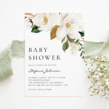 Watercolor White Magnolia Baby Shower Suite