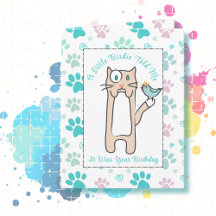 Funny Kawaii Cat Cartoon Adorable Birthday Cards 