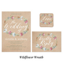 Wildflower Wreath On Kraft Country Wedding