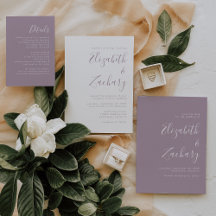 Modern Script Dusty Lavender Wedding Suite