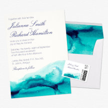Turquoise Sea   Artsy Watercolor Wedding Set