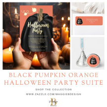 Orange Black Pumpkin Halloween Party Invitations