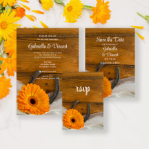 Orange Daisy and Horseshoe Country Western Wedding