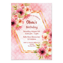 60th birthday party - coral flowers geometric 