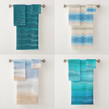 Bath Towel Sets With Beach Themed Designs 