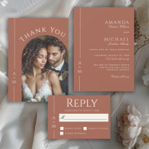 Simple Terracotta Classic Elegant Monogram Wedding