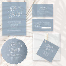 "Oh Baby" Dusty Blue Modern Baby Shower Collection