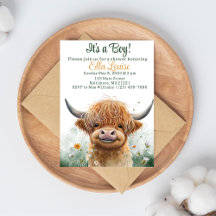 Green Floral Highland Cow Baby shower
