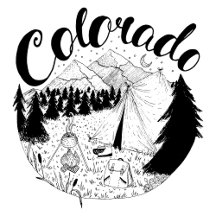 Colorado Mountain Travel Ink Drawing