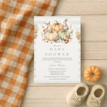 Fall Woodland Animals Baby Shower Invite