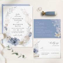 Blue Beach Coastal Seashell Wedding Suite
