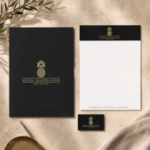Elegant Golden Pineapple Logo Business Suite