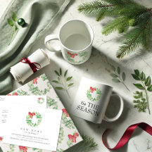 Red and Green Watercolor Christmas Wreath