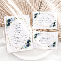 Navy and Blue Flowers Baby Shower Collection