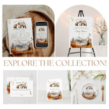 Bear Adventure Fall Mountain Neutral Baby Shower