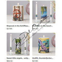 Candles with travel photos