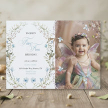 Fairy First Birthday   Dusty Blue & Whimsical Wild