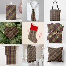 Gold Green And Red Christmas Plaid Print