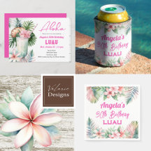 Tropical Aloha Watercolor Floral Adult Birthday