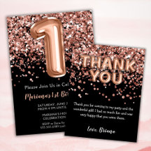 Rose Gold Black 1st Birthday Party